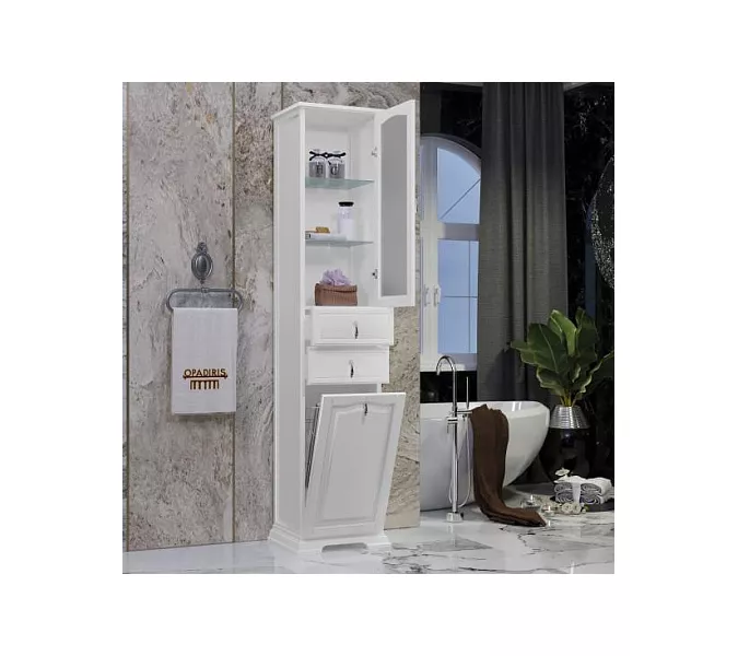 Пенал OPADIRIS Риспекто-40 левый/правый С БЕЛЬЕВОЙ КОРЗИНОЙ, белый матовый, Выбрать цвет: Белый, Ориентация: Правая, изображение 3