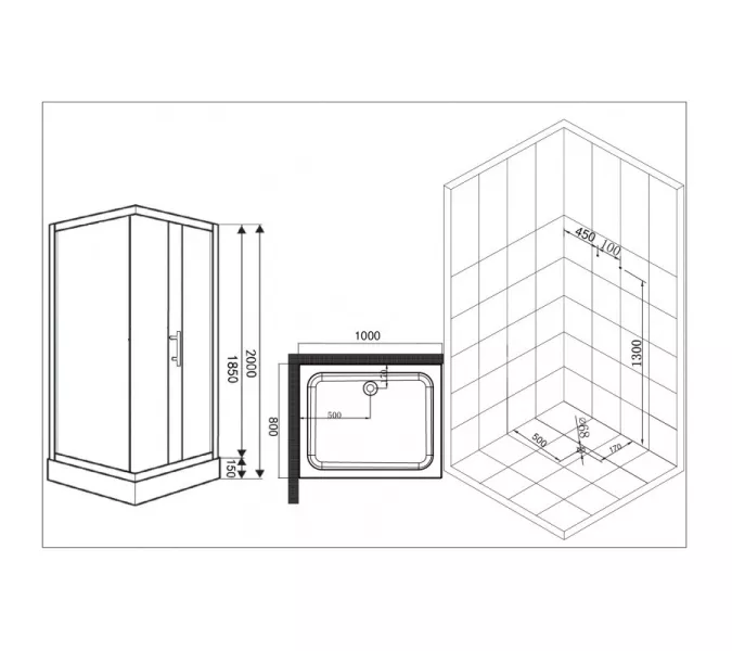 Душевой уголок ESBANO ESR-8022C, Цвет профиля: Хром, Выбрать размер: 100х80, изображение 3