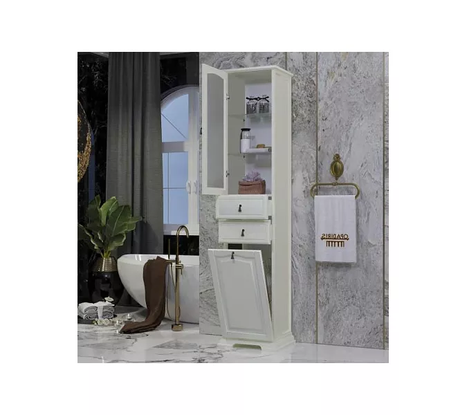 Пенал OPADIRIS Риспекто-40 левый/правый С БЕЛЬЕВОЙ КОРЗИНОЙ, слоновая кость, Выбрать цвет: Слоновая кость, Ориентация: Левая, изображение 4