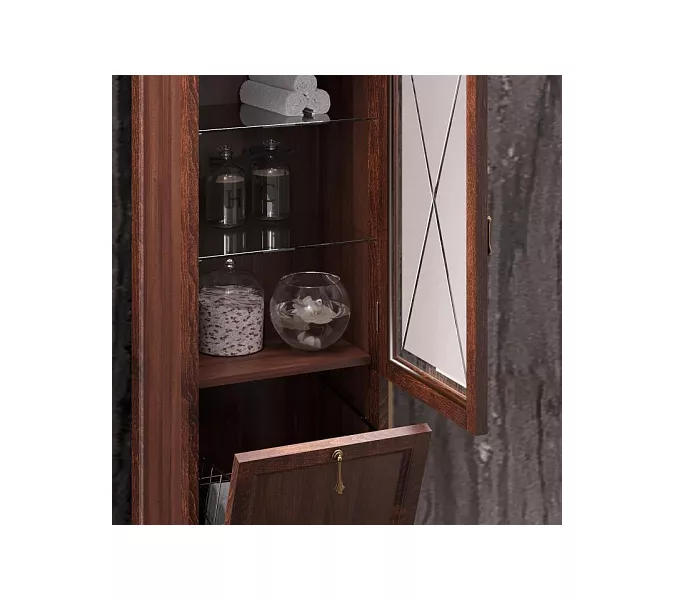 Пенал левый/правый с бельевой корзиной OPADIRIS Борджи светлый орех, Выбрать цвет: Светлый орех, Ориентация: Левая, изображение 5