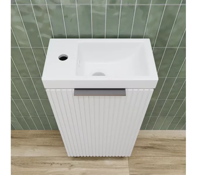 Тумба напольная/унив "СОЛО" с раковиной  (Como 40) Белый Софт, Выбрать цвет: Белый софт, изображение 3