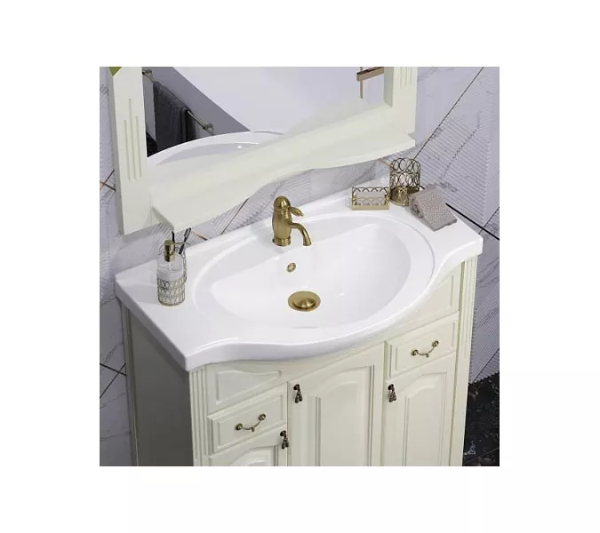 Тумба напольная с раковиной  OPADIRIS Риспекто  слоновая кость, Выбрать цвет: Слоновая кость, Выбрать размер: 85, изображение 4