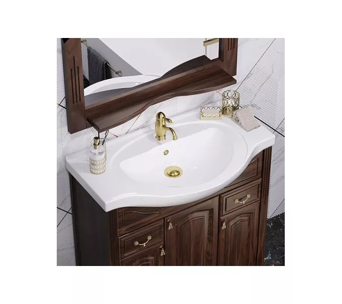 Тумба напольная с раковиной Opadiris Риспекто , цвет орех антикварный, Выбрать цвет: Орех антикварный, Выбрать размер: 85, изображение 4