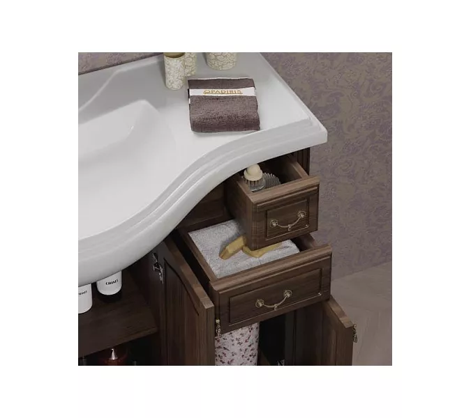 Тумба напольная с раковиной Opadiris Риспекто , цвет орех антикварный, Выбрать цвет: Орех антикварный, Выбрать размер: 120, изображение 4