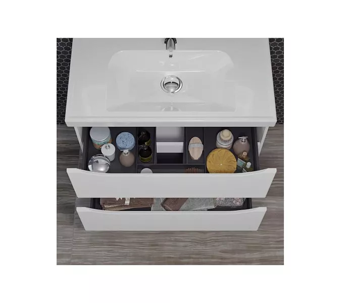 Тумба подвесная с раковиной Opadiris Элеганс , цвет белый матовый, Выбрать размер: 80, изображение 4