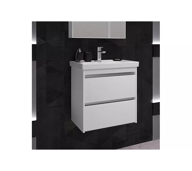 Тумба с раковиной  OPADIRIS Фреш, белый/белое стекло, Выбрать размер: 60, изображение 2