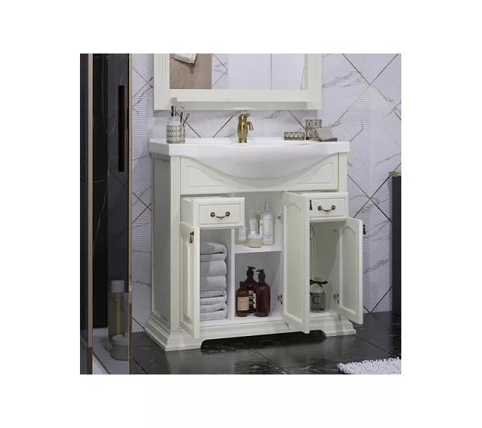 Тумба напольная с раковиной  OPADIRIS Риспекто  слоновая кость, Выбрать цвет: Слоновая кость, Выбрать размер: 85, изображение 3