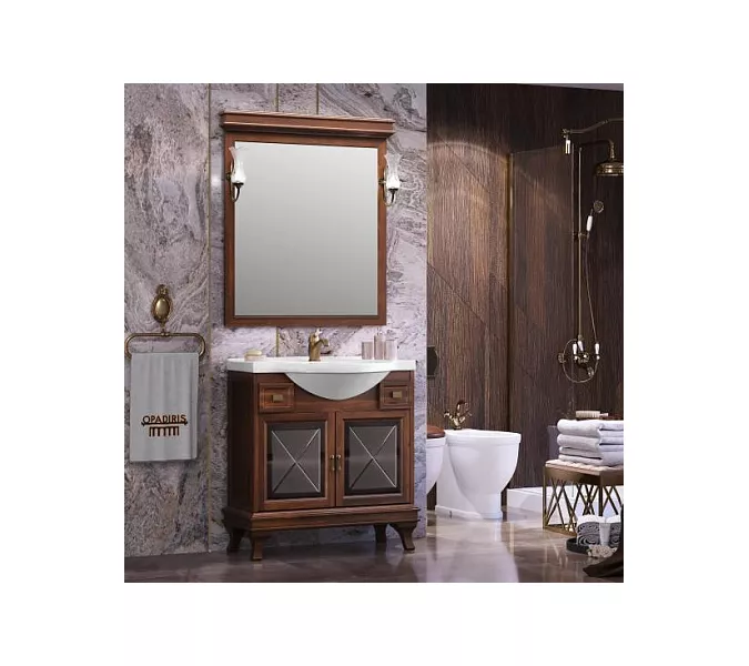 Тумба напольная с раковиной OPADIRIS Борджи-85 светлый орех, Выбрать цвет: Светлый орех, изображение 5