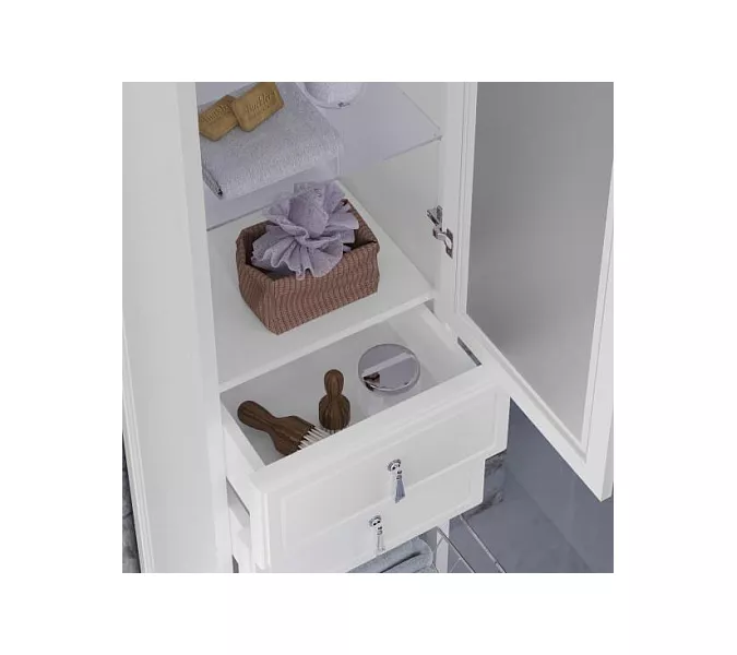 Пенал OPADIRIS Риспекто-40 левый/правый С БЕЛЬЕВОЙ КОРЗИНОЙ, белый матовый, Выбрать цвет: Белый, Ориентация: Левая, изображение 4