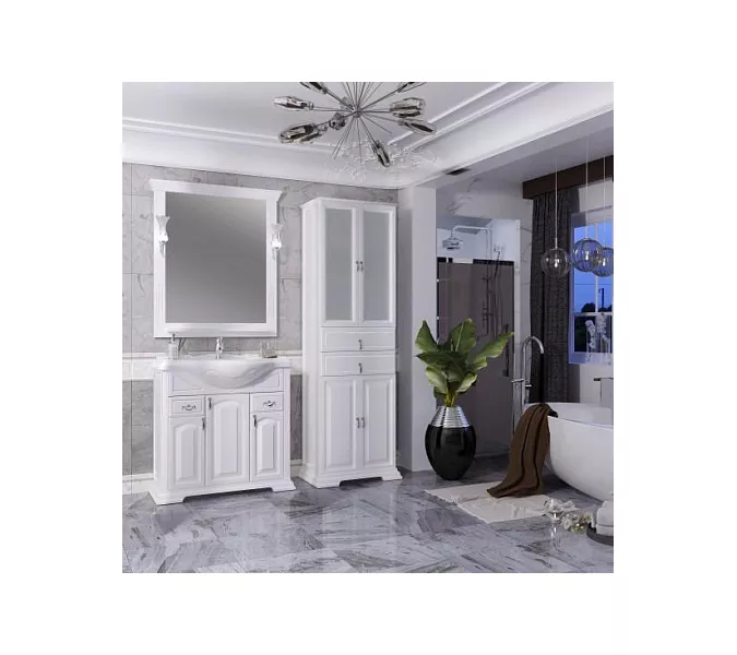 Зеркало OPADIRIS Риспекто белый, с выключателем, Выбрать цвет: Белый, Выбрать размер: 85, изображение 5