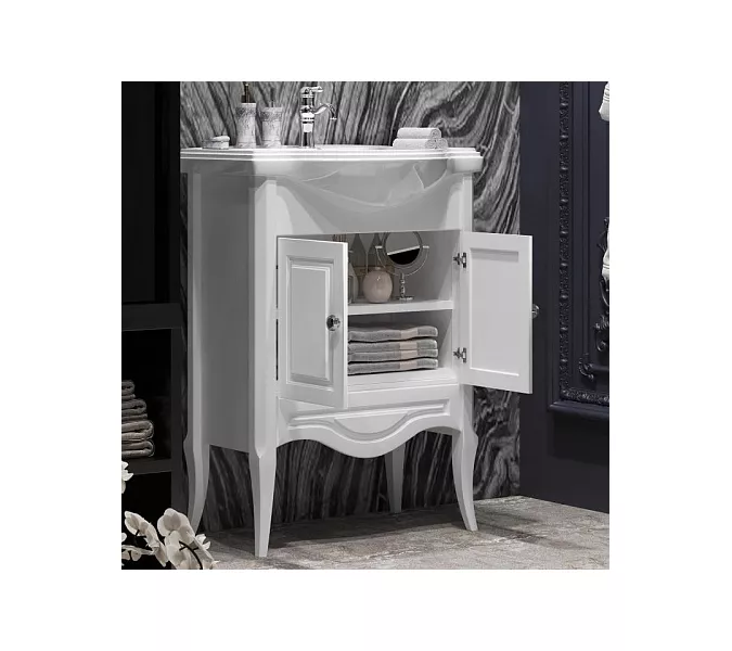 Тумба с раковиной для ванной комнаты OPADIRIS Брунелла- 65 Белый матовый, Выбрать размер: 65, Выбрать цвет: Белый, изображение 4