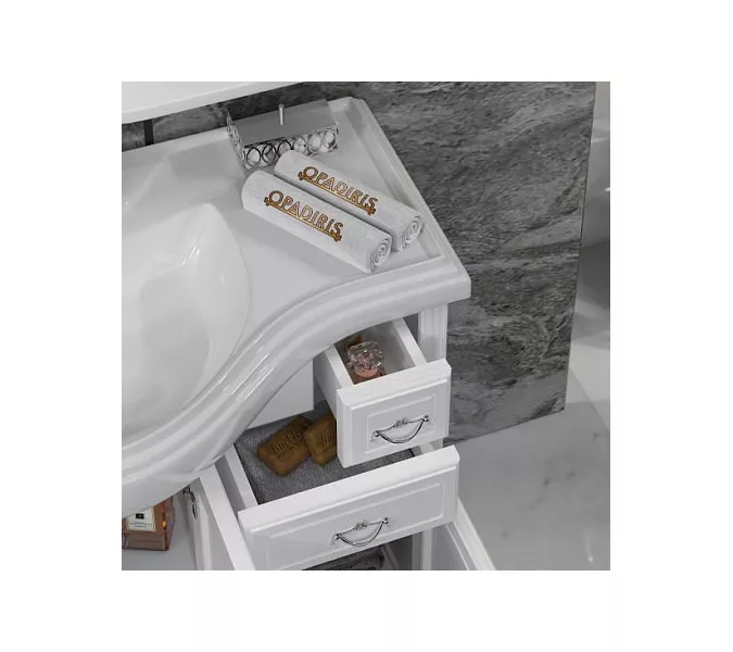 Тумба напольная с раковиной Opadiris Риспекто , цвет белый матовый, Выбрать цвет: Белый матовый, Выбрать размер: 105, изображение 4