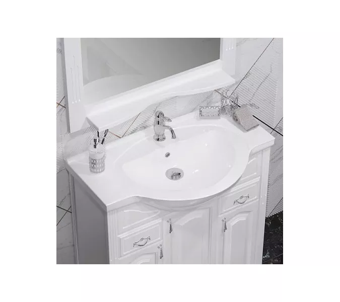 Тумба напольная с раковиной Opadiris Риспекто , цвет белый матовый, Выбрать цвет: Белый матовый, Выбрать размер: 85, изображение 4