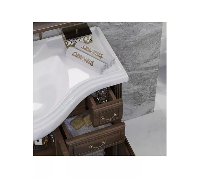 Тумба напольная с раковиной Opadiris Риспекто , цвет орех антикварный, Выбрать цвет: Орех антикварный, Выбрать размер: 105, изображение 4