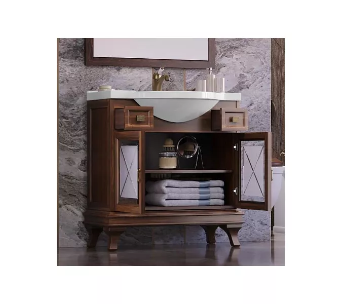 Тумба напольная с раковиной OPADIRIS Борджи-85 светлый орех, Выбрать цвет: Светлый орех, изображение 3