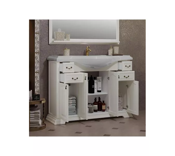 Тумба напольная с раковиной  OPADIRIS Риспекто  слоновая кость, Выбрать цвет: Слоновая кость, Выбрать размер: 120, изображение 5