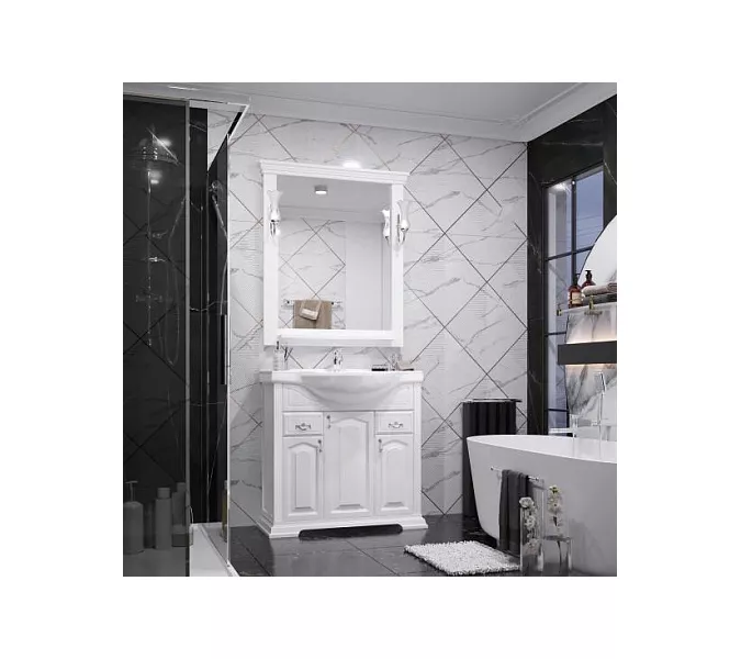 Тумба напольная с раковиной Opadiris Риспекто , цвет белый матовый, Выбрать цвет: Белый матовый, Выбрать размер: 85, изображение 5