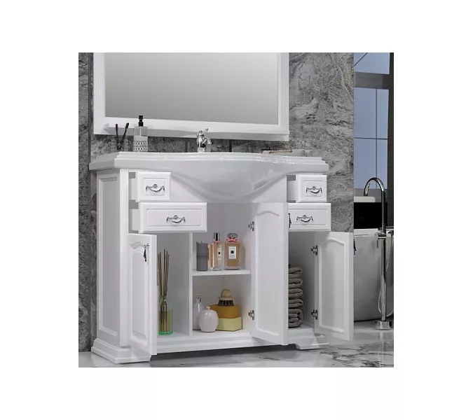 Тумба напольная с раковиной Opadiris Риспекто , цвет белый матовый, Выбрать цвет: Белый матовый, Выбрать размер: 105, изображение 3