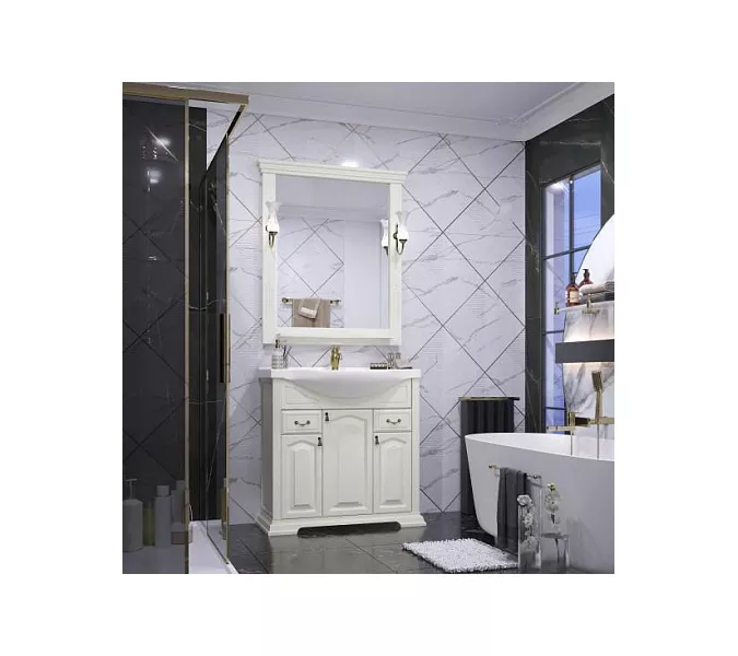 Тумба напольная с раковиной  OPADIRIS Риспекто  слоновая кость, Выбрать цвет: Слоновая кость, Выбрать размер: 85, изображение 5