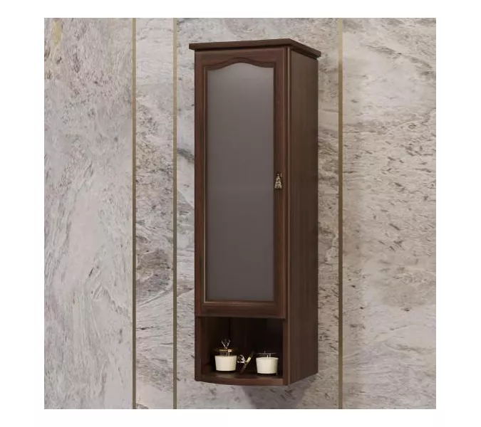Шкаф Opadiris Риспекто подвесной, одностворчатый,  орех антикварный, левый/правый, с матовым стеклом, Выбрать цвет: Орех антикварный, Ориентация: левая, изображение 2