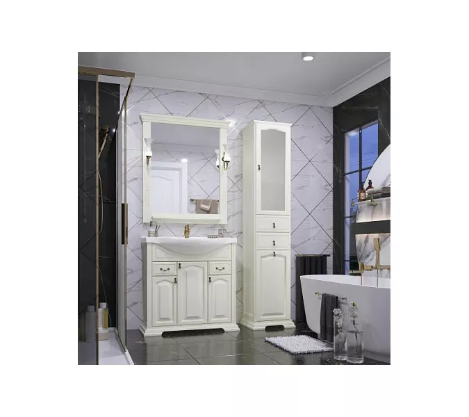 Тумба напольная с раковиной  OPADIRIS Риспекто  слоновая кость, Выбрать цвет: Слоновая кость, Выбрать размер: 85, изображение 6