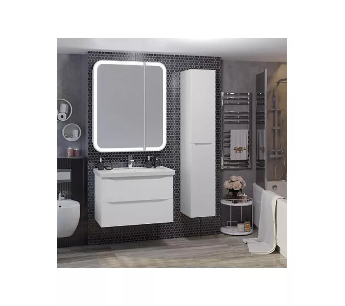 Тумба подвесная с раковиной Opadiris Элеганс , цвет белый матовый, Выбрать размер: 80, изображение 6