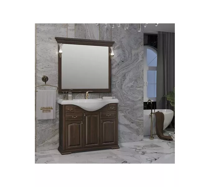 Тумба напольная с раковиной Opadiris Риспекто , цвет орех антикварный, Выбрать цвет: Орех антикварный, Выбрать размер: 105, изображение 6