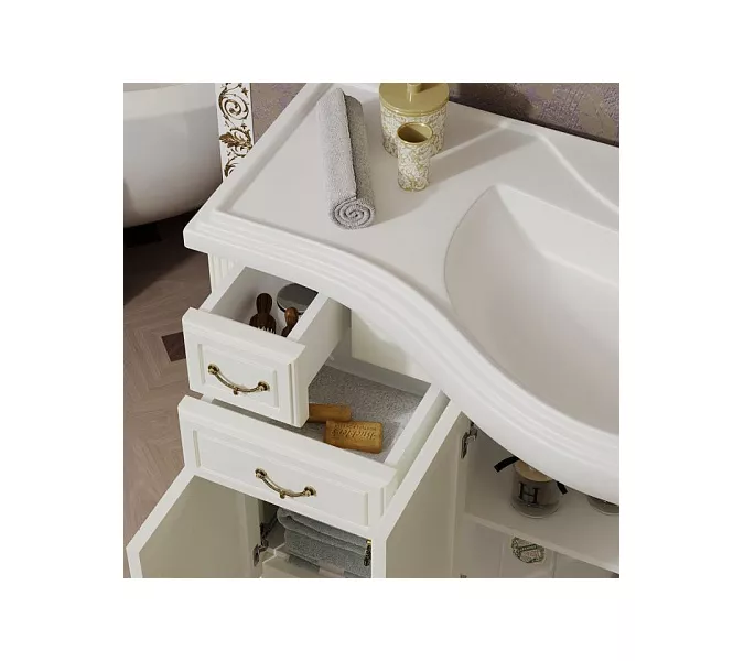 Тумба напольная с раковиной  OPADIRIS Риспекто  слоновая кость, Выбрать цвет: Слоновая кость, Выбрать размер: 120, изображение 6