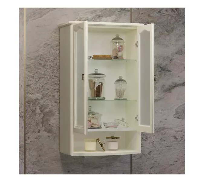 Шкаф Opadiris Риспекто подвесной, двухстворчатый, цвет слоновая кость, с матовым стеклом, Выбрать цвет: Слоновая кость, изображение 3