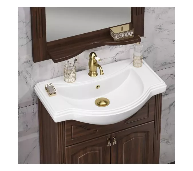 Тумба напольная с раковиной Opadiris Риспекто , цвет орех антикварный, Выбрать цвет: Орех антикварный, Выбрать размер: 65, изображение 4