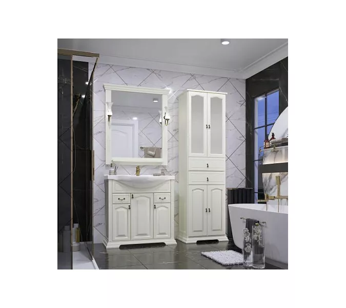 Тумба напольная с раковиной  OPADIRIS Риспекто  слоновая кость, Выбрать цвет: Слоновая кость, Выбрать размер: 85, изображение 7