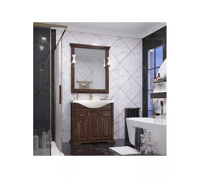 Тумба напольная с раковиной Opadiris Риспекто , цвет орех антикварный, Выбрать цвет: Орех антикварный, Выбрать размер: 85, изображение 5