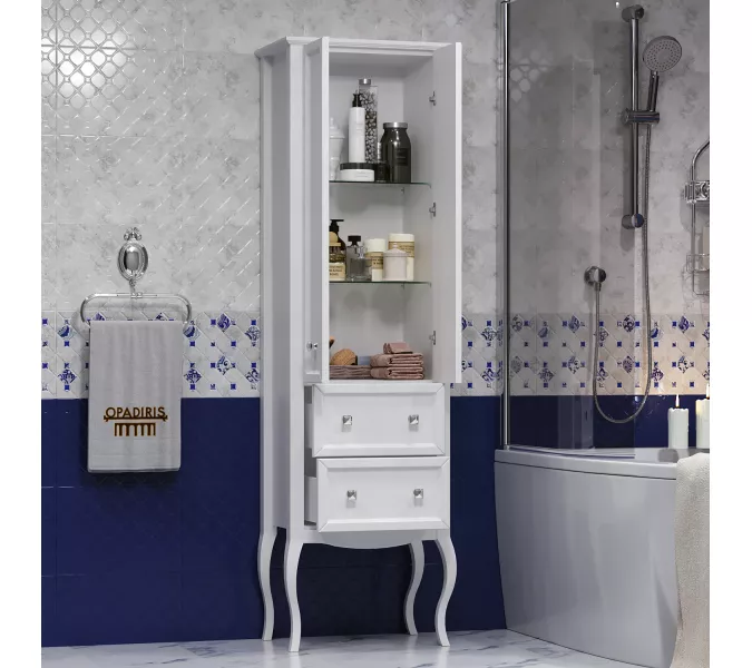 Пенал Opadiris Валери 56 двухстворчатый, цвет белый, Выбрать цвет: Белый, изображение 3