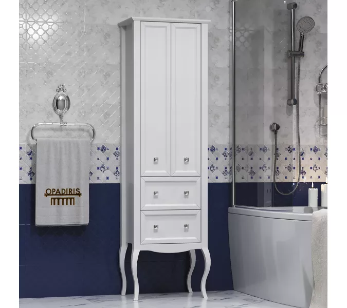 Пенал Opadiris Валери 56 двухстворчатый, цвет белый, Выбрать цвет: Белый, изображение 2