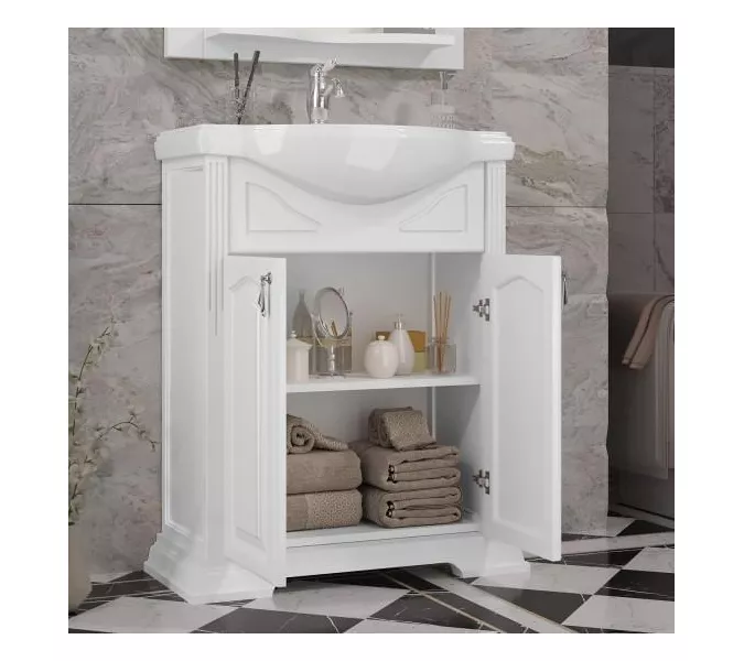 Тумба напольная с раковиной Opadiris Риспекто , цвет белый матовый, Выбрать цвет: Белый матовый, Выбрать размер: 65, изображение 4