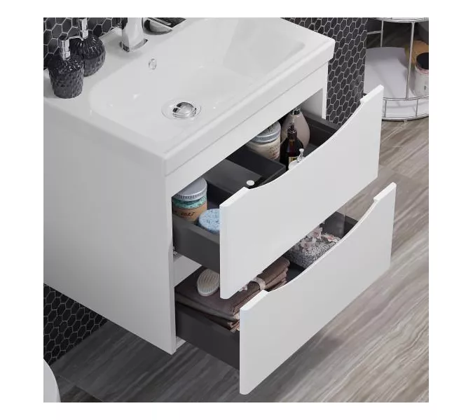 Тумба подвесная с раковиной Opadiris Элеганс , цвет белый матовый, Выбрать размер: 60, изображение 4