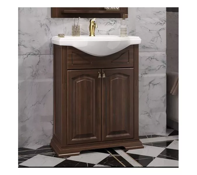 Тумба напольная с раковиной Opadiris Риспекто , цвет орех антикварный, Выбрать цвет: Орех антикварный, Выбрать размер: 65, изображение 2