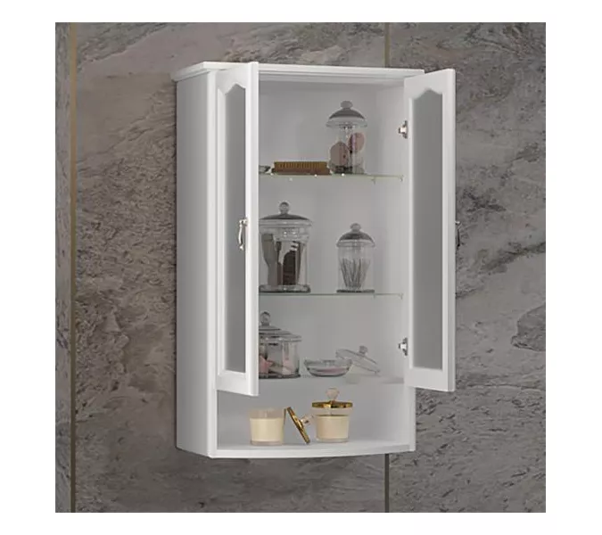Шкаф Opadiris Риспекто подвесной, двухстворчатый, цвет белый матовый, с матовым стеклом, Выбрать цвет: Белый матовый, изображение 3