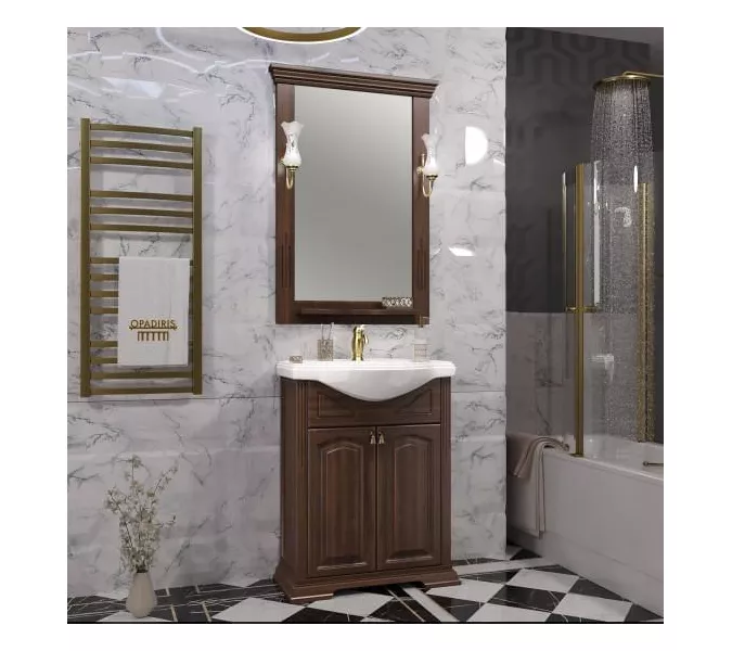 Тумба напольная с раковиной Opadiris Риспекто , цвет орех антикварный, Выбрать цвет: Орех антикварный, Выбрать размер: 65, изображение 5