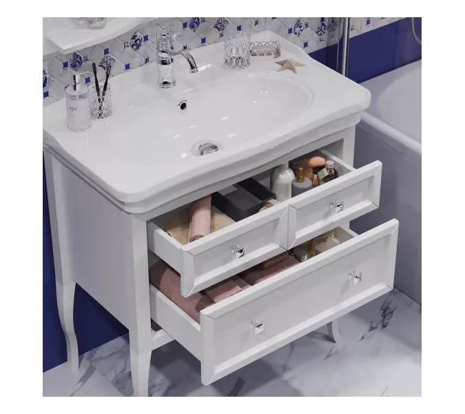 Тумба напольная с раковиной Opadiris Валери, цвет белый, Выбрать цвет: Белый, Выбрать размер: 85, изображение 3