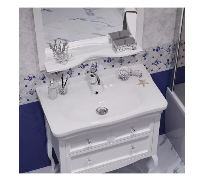 Тумба напольная с раковиной Opadiris Валери, цвет белый, Выбрать цвет: Белый, Выбрать размер: 85, изображение 4