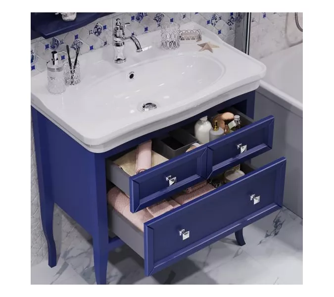 Тумба напольная с раковиной Opadiris Валери, цвет сапфир, Выбрать цвет: Сапфир, Выбрать размер: 85, изображение 6