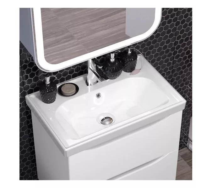 Тумба подвесная с раковиной Opadiris Элеганс , цвет белый матовый, Выбрать размер: 60, изображение 3