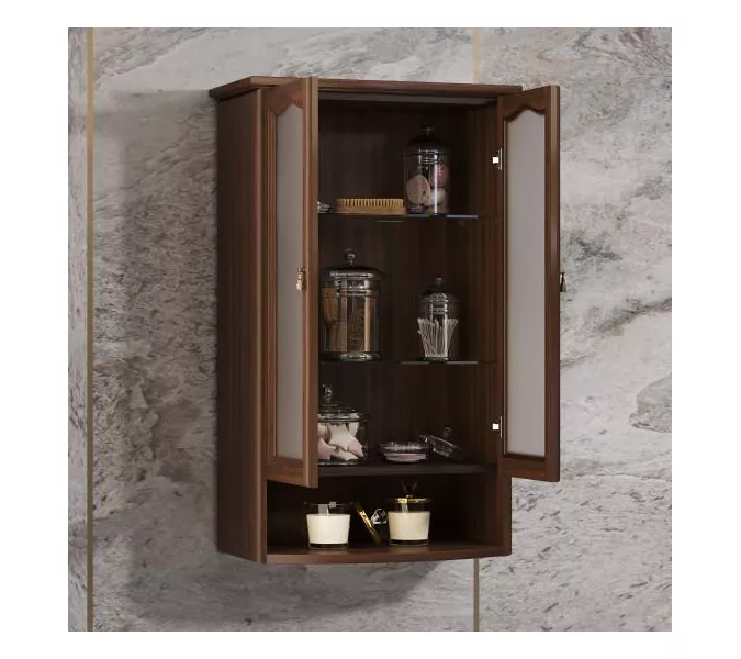 Шкаф Opadiris Риспекто подвесной, двухстворчатый, цвет орех антикварный, с матовым стеклом, Выбрать цвет: Орех антикварный, изображение 3
