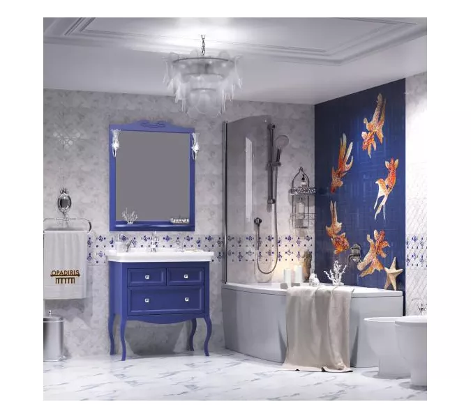 Тумба напольная с раковиной Opadiris Валери, цвет сапфир, Выбрать цвет: Сапфир, Выбрать размер: 85, изображение 3