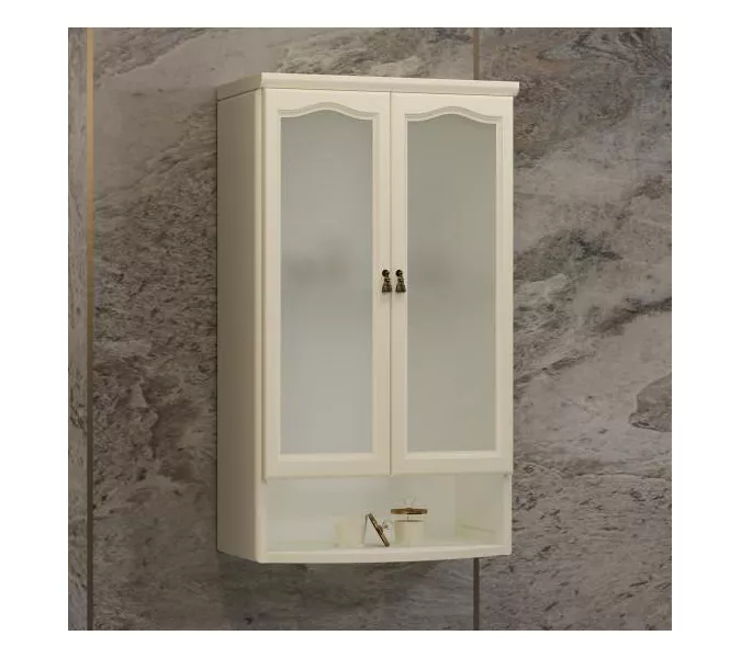 Шкаф Opadiris Риспекто подвесной, двухстворчатый, цвет слоновая кость, с матовым стеклом, Выбрать цвет: Слоновая кость, изображение 2