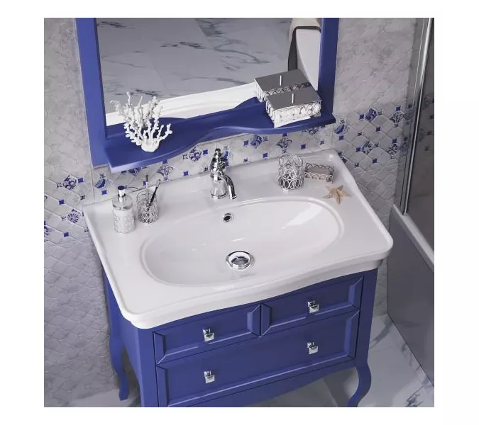 Тумба напольная с раковиной Opadiris Валери, цвет сапфир, Выбрать цвет: Сапфир, Выбрать размер: 85, изображение 7