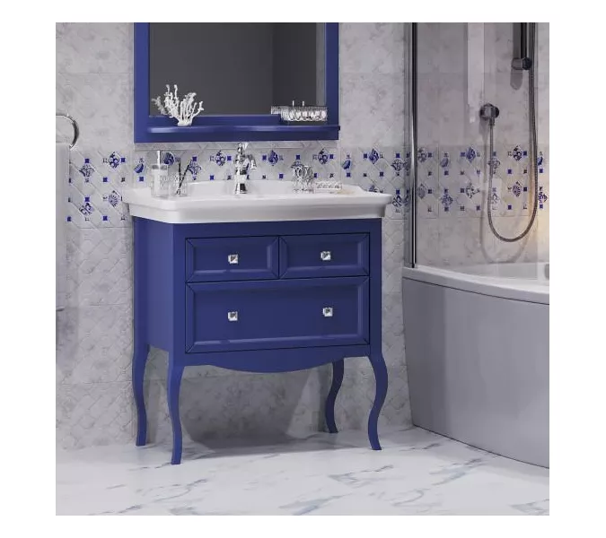 Тумба напольная с раковиной Opadiris Валери, цвет сапфир, Выбрать цвет: Сапфир, Выбрать размер: 85, изображение 2