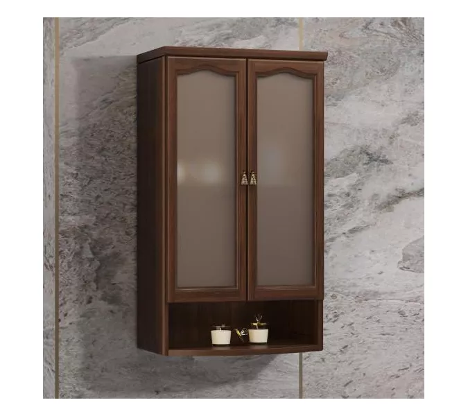 Шкаф Opadiris Риспекто подвесной, двухстворчатый, цвет орех антикварный, с матовым стеклом, Выбрать цвет: Орех антикварный, изображение 2
