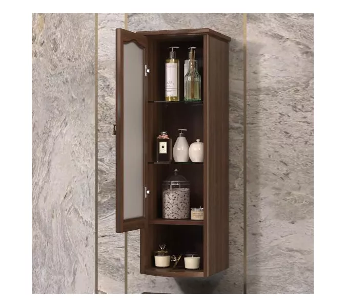 Шкаф Opadiris Риспекто подвесной, одностворчатый,  орех антикварный, левый/правый, с матовым стеклом, Выбрать цвет: Орех антикварный, Ориентация: левая, изображение 3